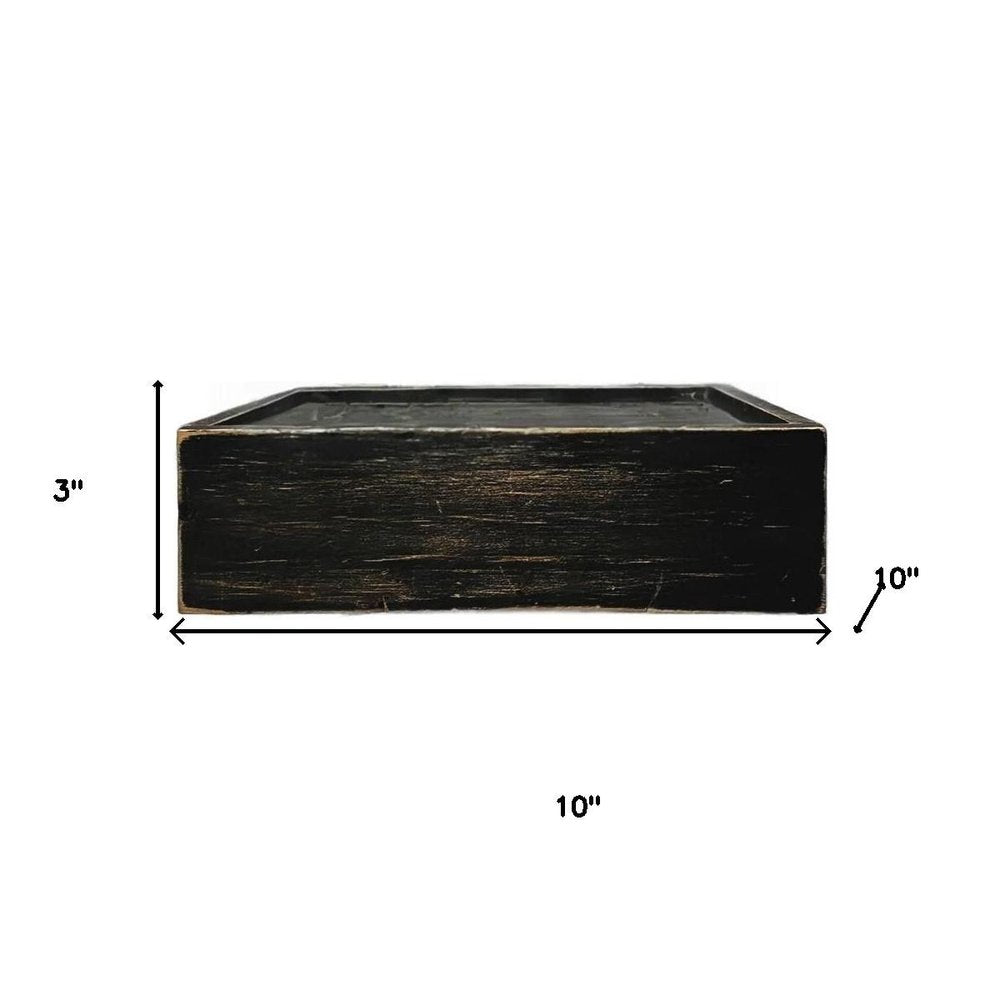 10" Black Distressed Wood Wall Mounted Floating Shelf With LED