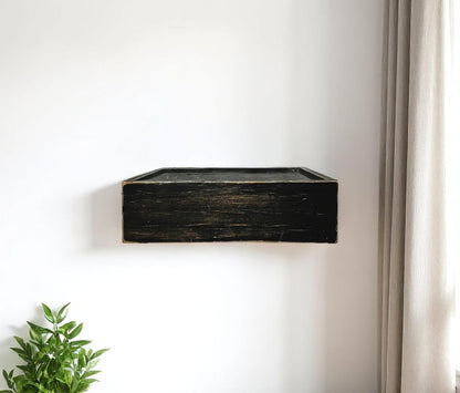 10" Black Distressed Wood Wall Mounted Floating Shelf With LED