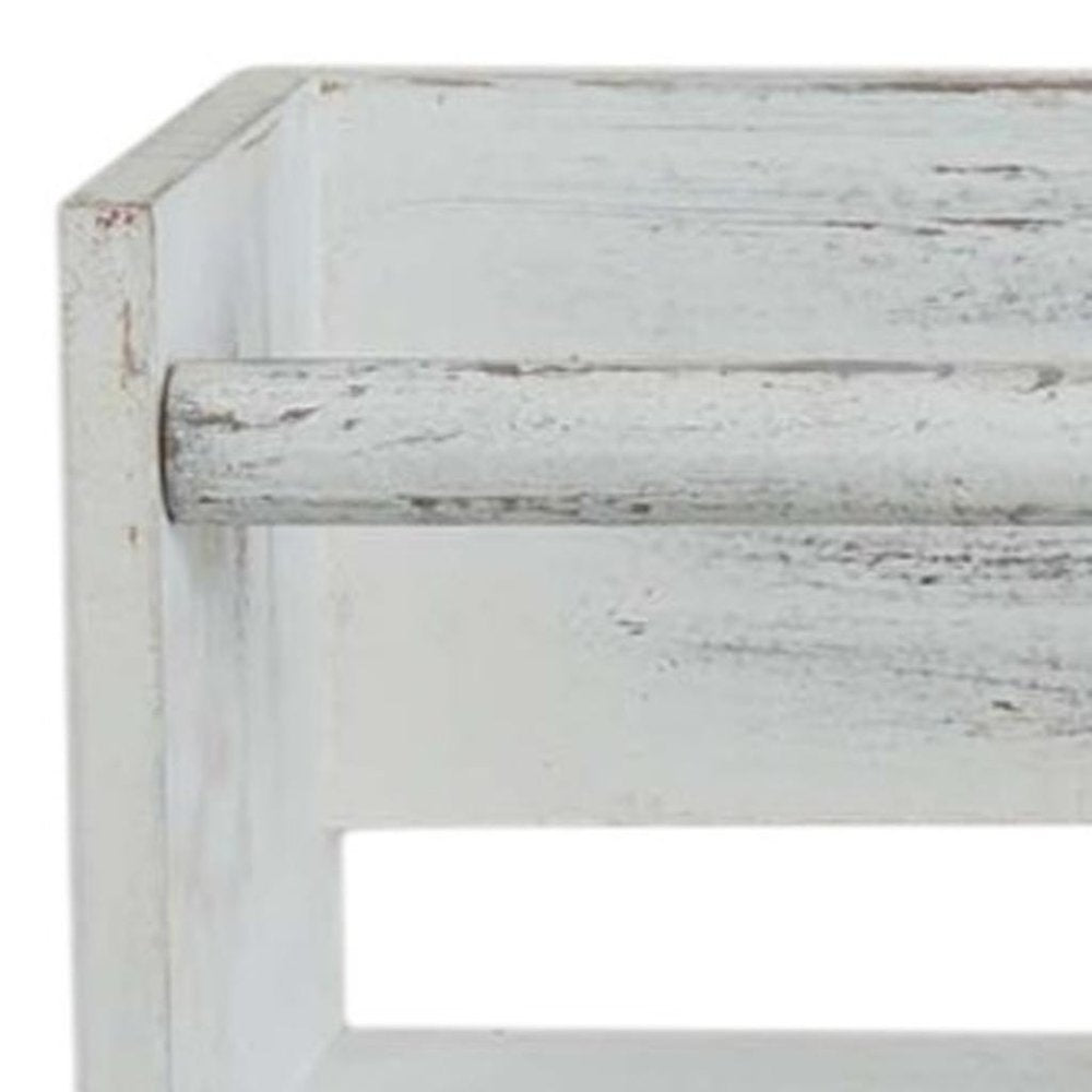 Set Of Two White Wood Wall Mounted Floating Shelves