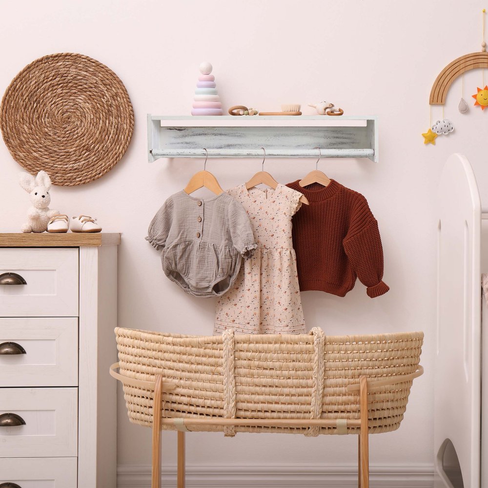 Set Of Two White Wood Wall Mounted Floating Shelves