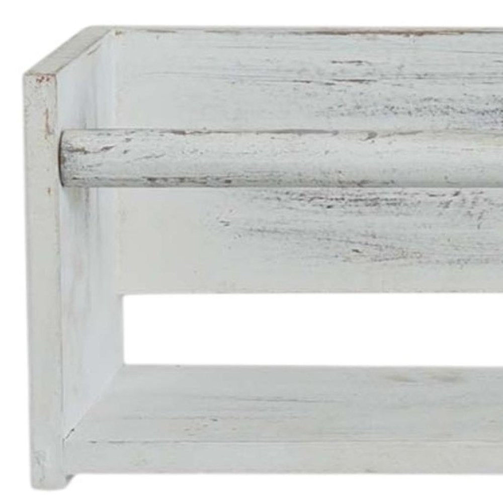 Set Of Two White Wood Wall Mounted Floating Shelves