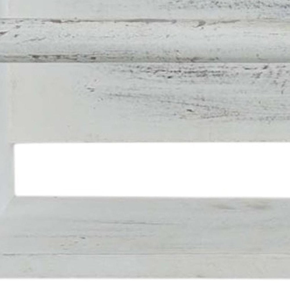 Set Of Two White Wood Wall Mounted Floating Shelves