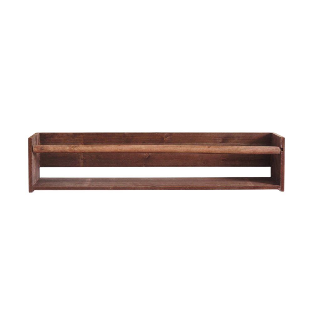 Set Of Two Brown Wood Wall Mounted Floating Shelves