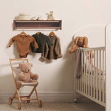 Set Of Two Brown Wood Wall Mounted Floating Shelves