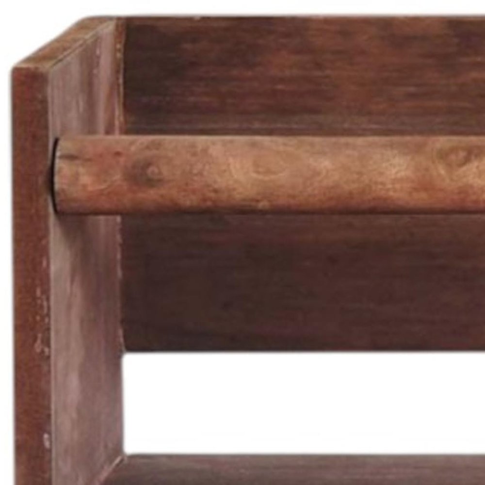 Set Of Two Brown Wood Wall Mounted Floating Shelves