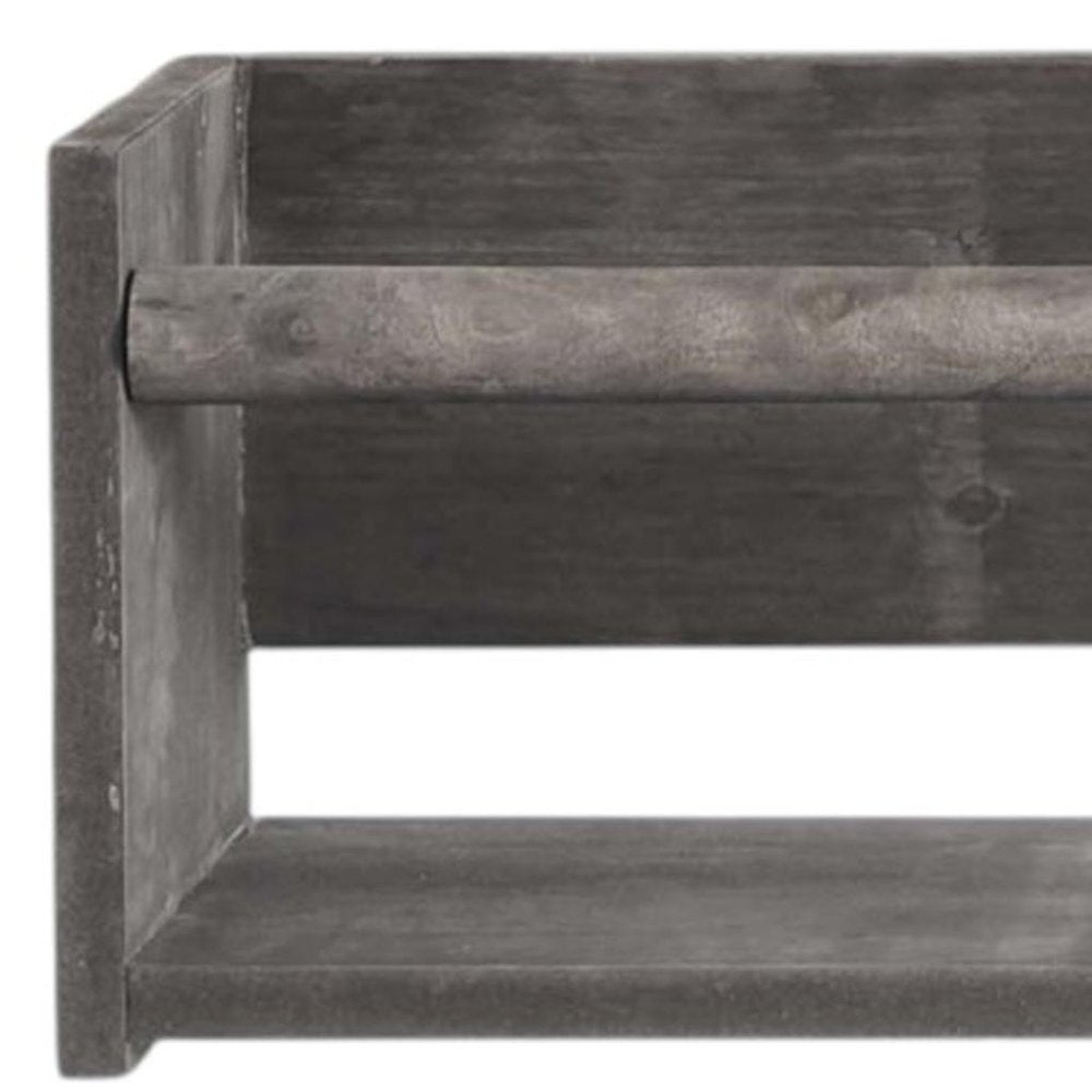 Set Of Two Gray Wood Wall Mounted Floating Shelves