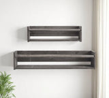 Set Of Two Gray Wood Wall Mounted Floating Shelves