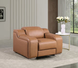 41" Chestnut Italian Leather Wall Hugger Recliner With USB