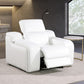 41" White Italian Leather Wall Hugger Recliner With USB