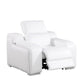 41" White Italian Leather Wall Hugger Recliner With USB