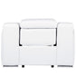 41" White Italian Leather Wall Hugger Recliner With USB