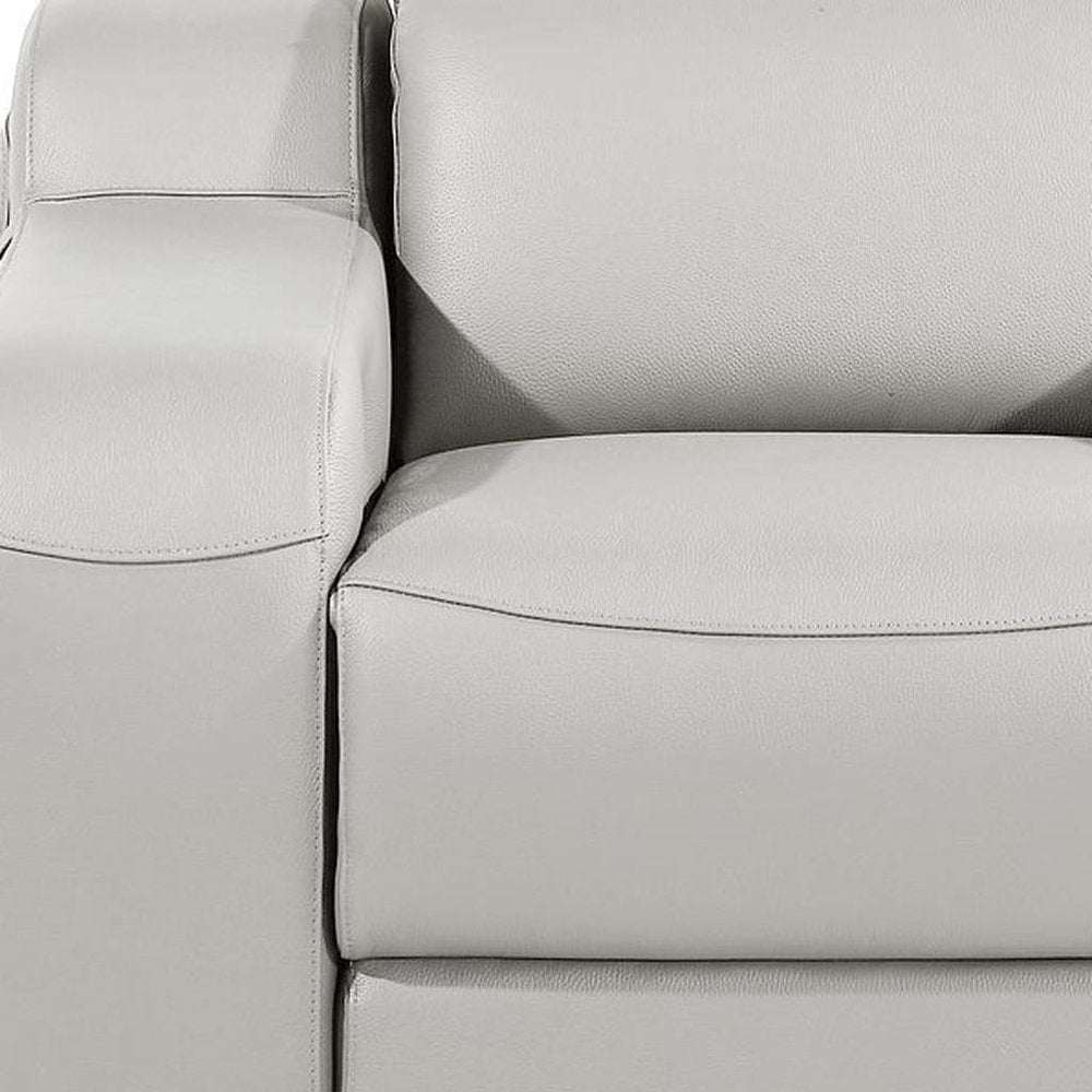 41" Light Gray Italian Leather Wall Hugger Recliner With USB