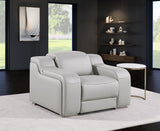41" Light Gray Italian Leather Wall Hugger Recliner With USB