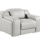 41" Light Gray Italian Leather Wall Hugger Recliner With USB