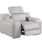 41" Light Gray Italian Leather Wall Hugger Recliner With USB