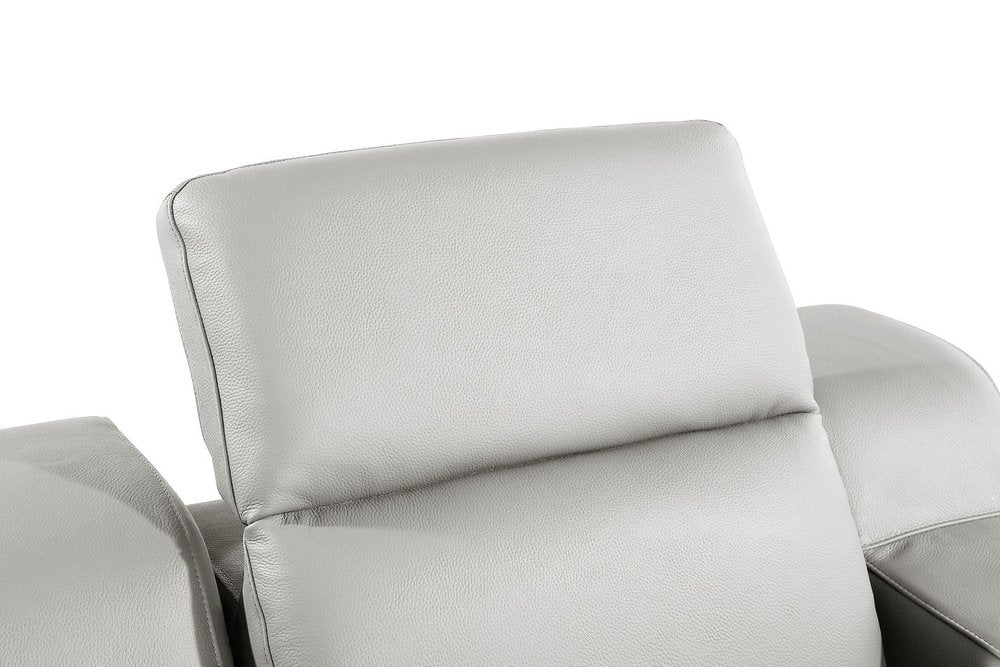 41" Light Gray Italian Leather Wall Hugger Recliner With USB