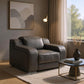 41" Dark Gray Italian Leather Wall Hugger Recliner With USB