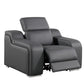 41" Dark Gray Italian Leather Wall Hugger Recliner With USB