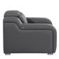41" Dark Gray Italian Leather Wall Hugger Recliner With USB