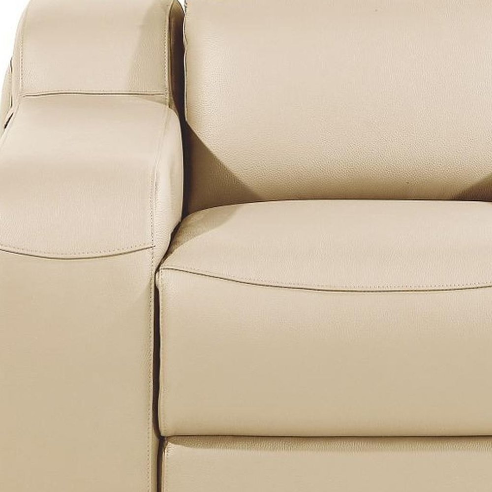 41" Beige Italian Leather Wall Hugger Recliner With USB