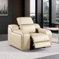41" Beige Italian Leather Wall Hugger Recliner With USB