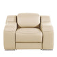 41" Beige Italian Leather Wall Hugger Recliner With USB