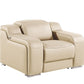 41" Beige Italian Leather Wall Hugger Recliner With USB