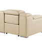 41" Beige Italian Leather Wall Hugger Recliner With USB