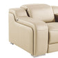 41" Beige Italian Leather Wall Hugger Recliner With USB
