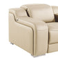 41" Beige Italian Leather Wall Hugger Recliner With USB