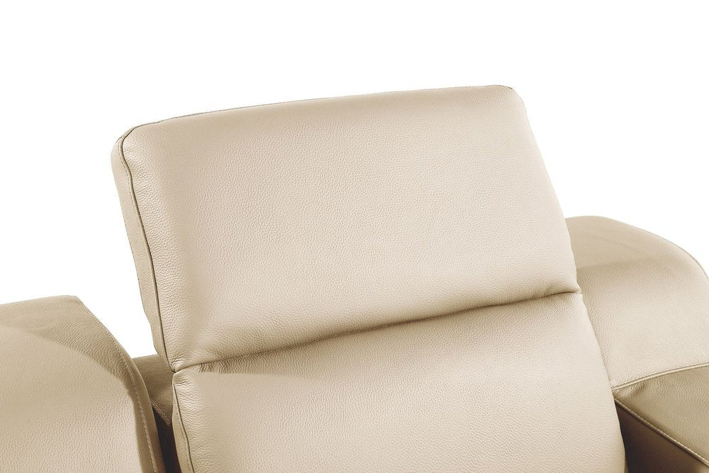 41" Beige Italian Leather Wall Hugger Recliner With USB