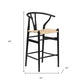 27" Beige and Black Solid Wood Counter Height Bar Chair