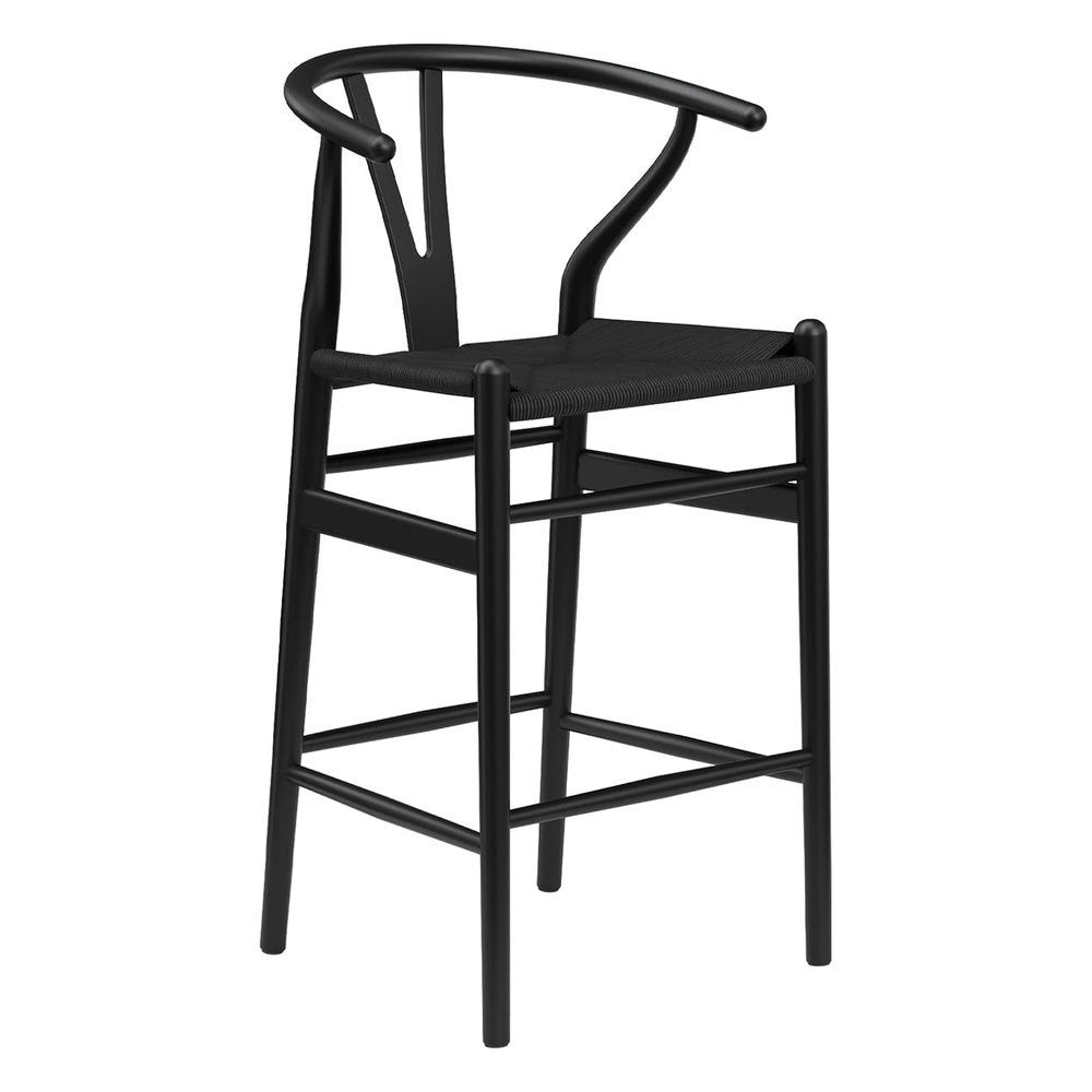 27" Black Solid Wood Counter Height Bar Chair