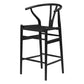 27" Black Solid Wood Counter Height Bar Chair