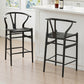 27" Black Solid Wood Counter Height Bar Chair