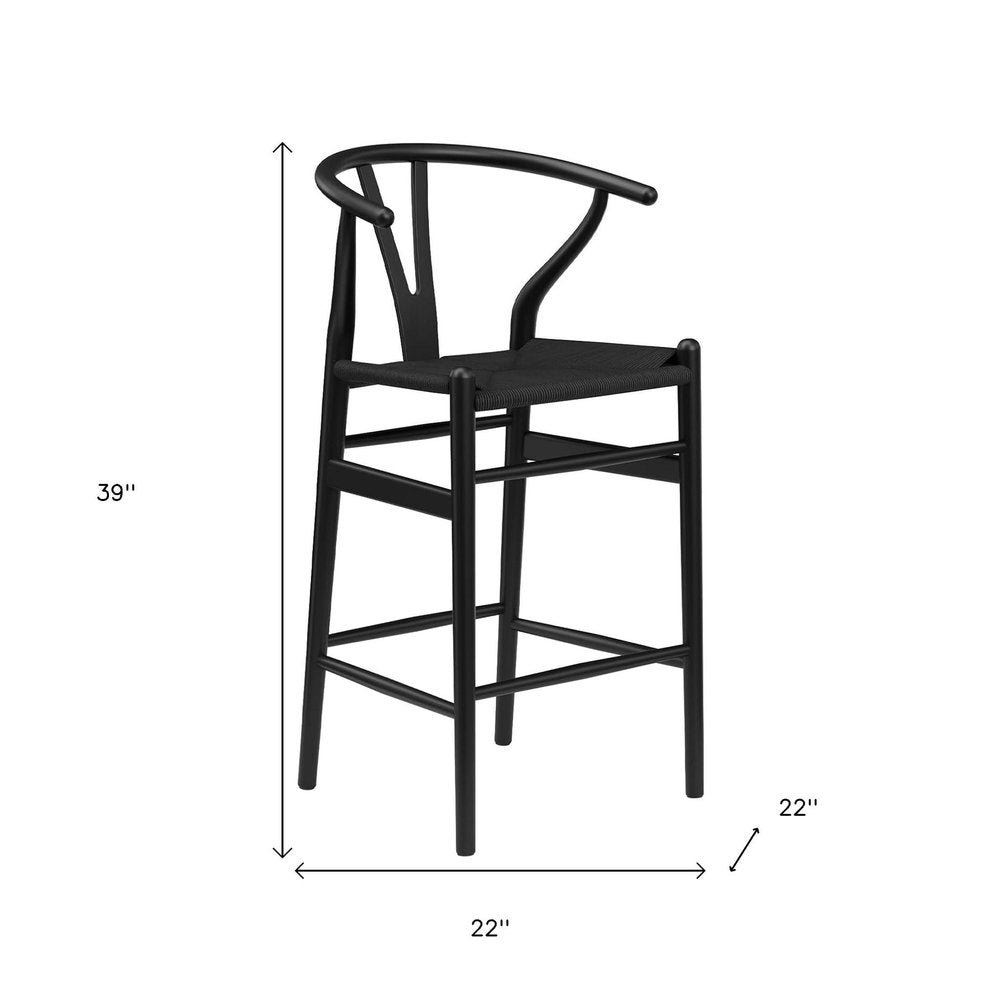 27" Black Solid Wood Counter Height Bar Chair