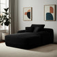 67" Black Corduroy Oversized Chaise Lounge Chair And Toss Pillows