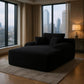 67" Black Corduroy Oversized Chaise Lounge Chair And Toss Pillows