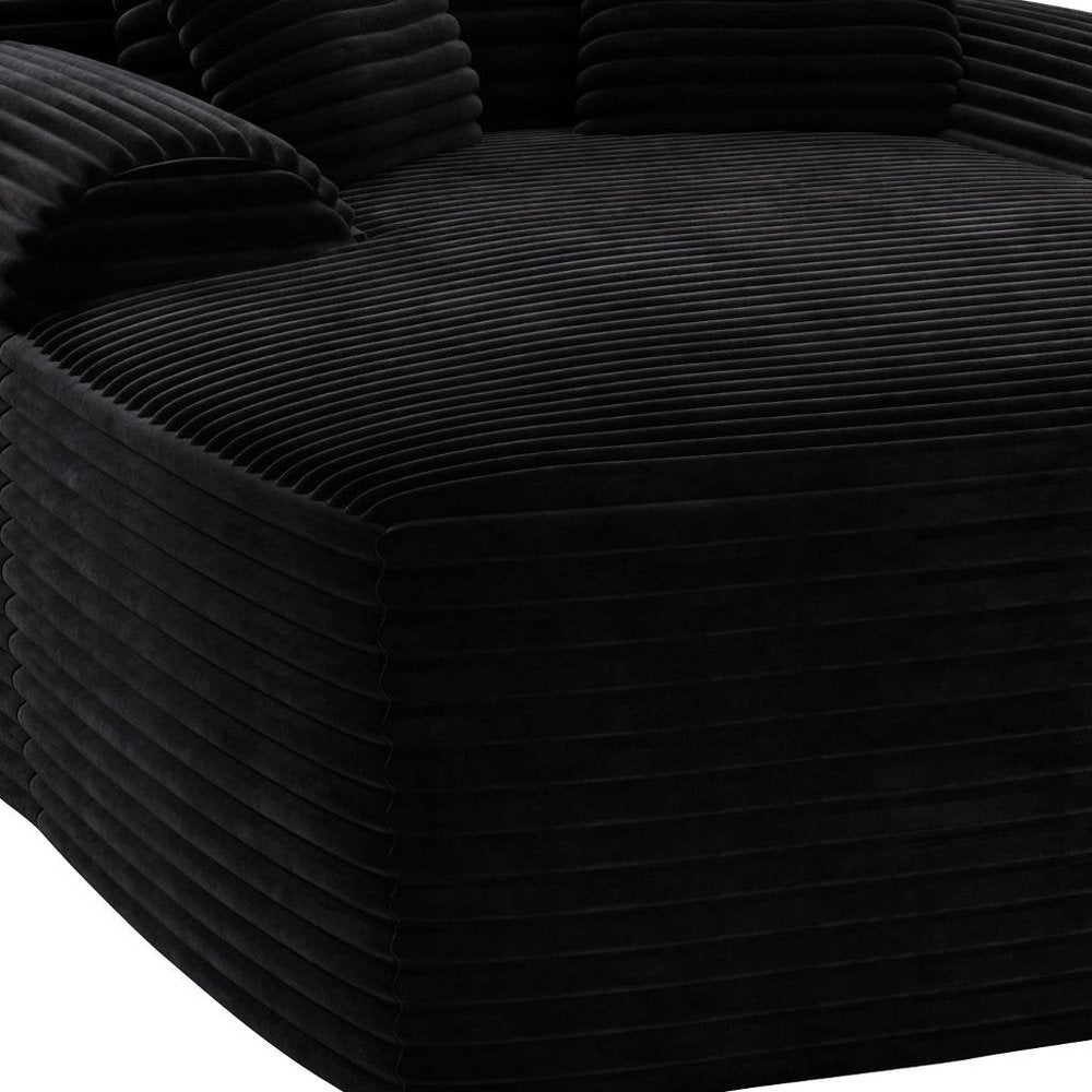 67" Black Corduroy Oversized Chaise Lounge Chair And Toss Pillows