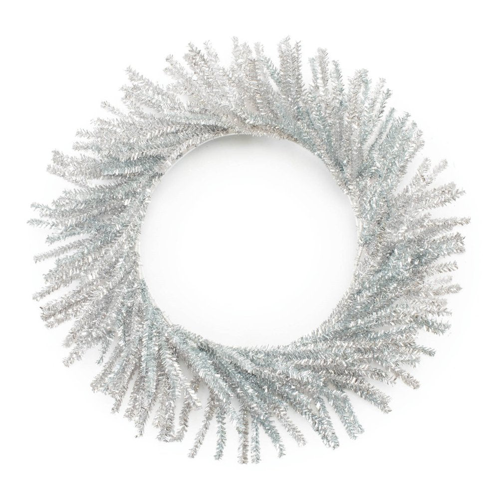21" Silver Tinsel Faux Pine Christmas Artificial Wreath