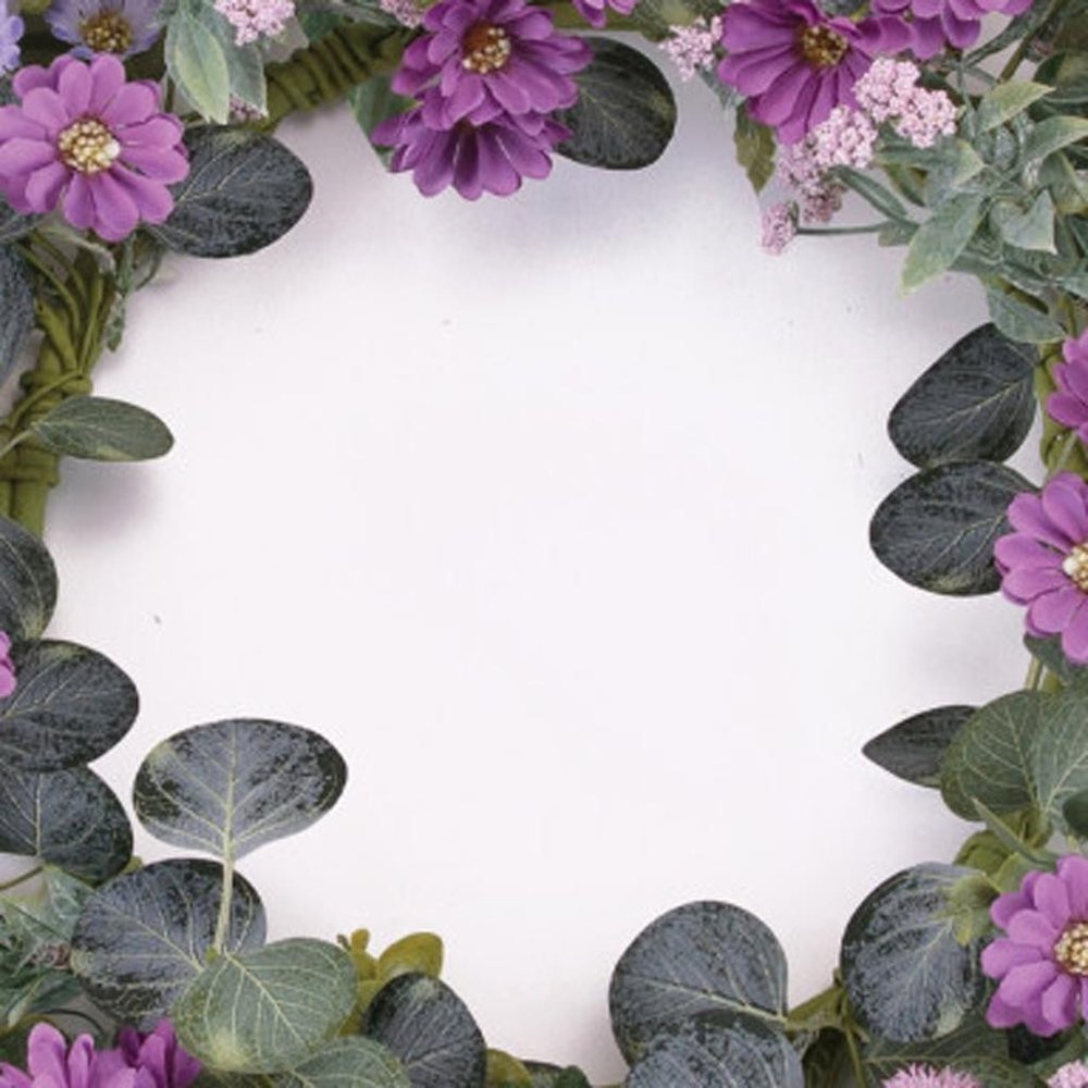 22" Green And Purple Daisy And Thistle Artificial Wreath