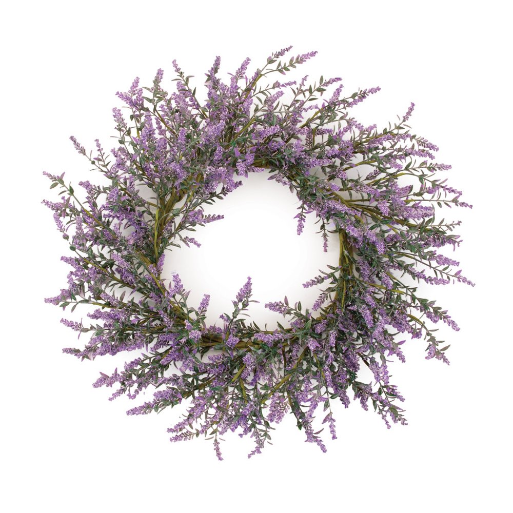 22" Purple And Green Lavender Artificial Wreath