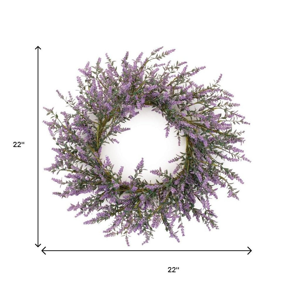 22" Purple And Green Lavender Artificial Wreath