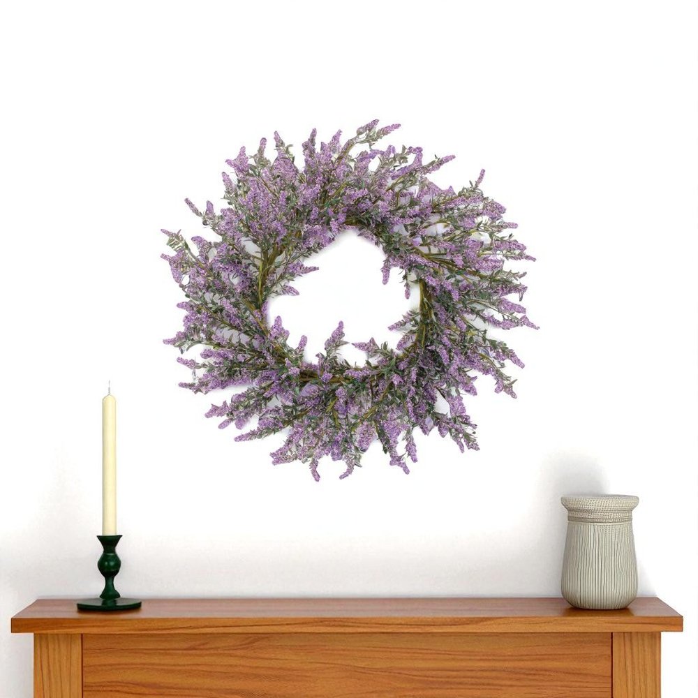 22" Purple And Green Lavender Artificial Wreath
