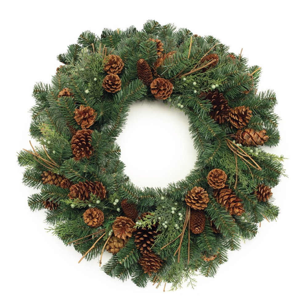32" Green And Brown Christmas Pine And Pinecone Artificial Wreath