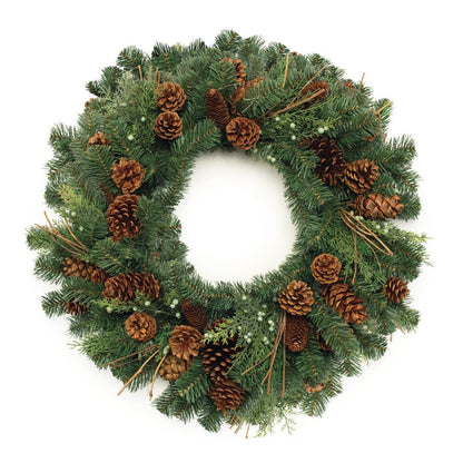 32" Green And Brown Christmas Pine And Pinecone Artificial Wreath