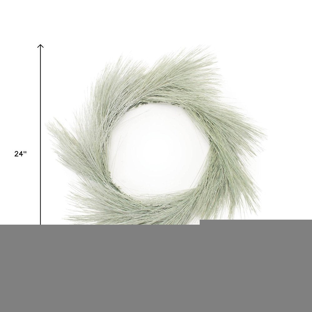 24" Green And White Frosted Long Needle Pine Artificial Wreath