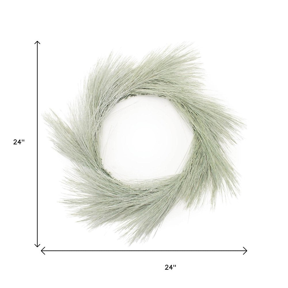 24" Green And White Frosted Long Needle Pine Artificial Wreath