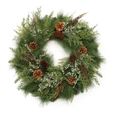 25" Green And Brown Christmas Pine Artificial Wreath