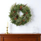 25" Green And Brown Christmas Pine Artificial Wreath